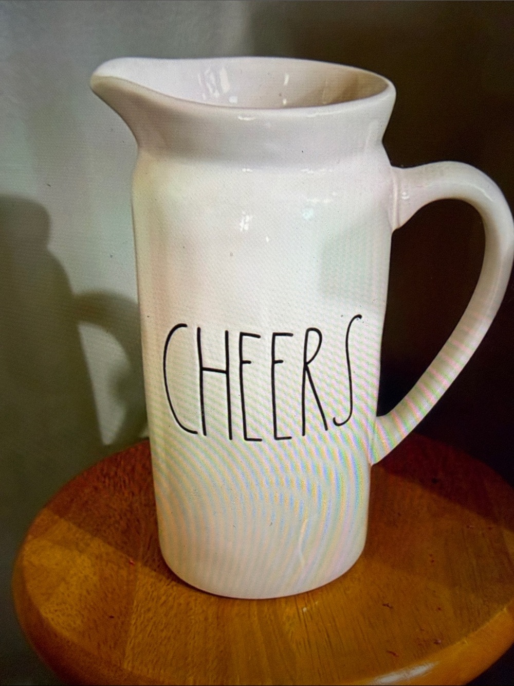 Rae Dunn White Pitcher "CHEERS"